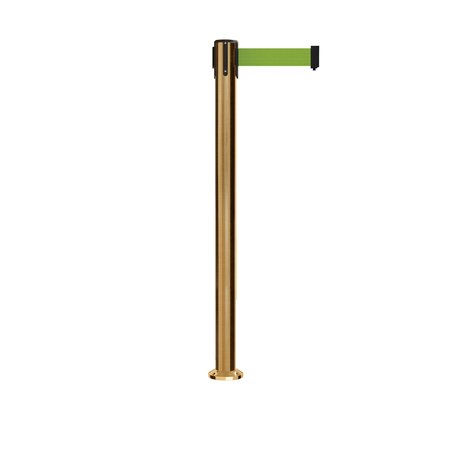 MONTOUR LINE Stanchion Belt Barrier Fixed Base Sat.Brass Post 7.5ftOlive Belt MX630F-SB-OL-75